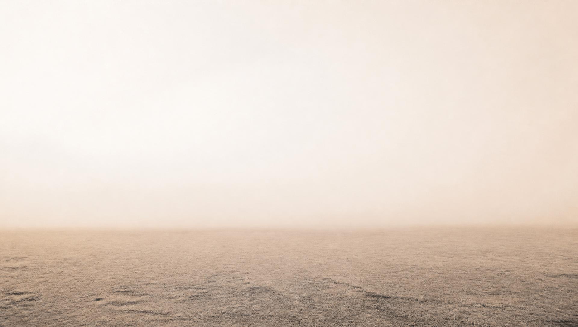 A pale open field dissolving into a soft horizon
